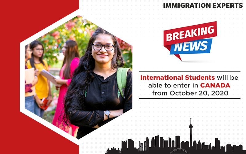 International Students will be able to enter in CANADA from October 20, 2020